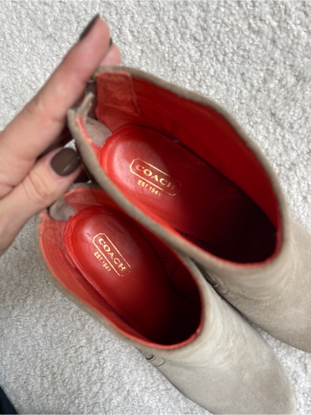 Coach Honey Suede Ankle Booties - Taupe - Picture 5 of 7